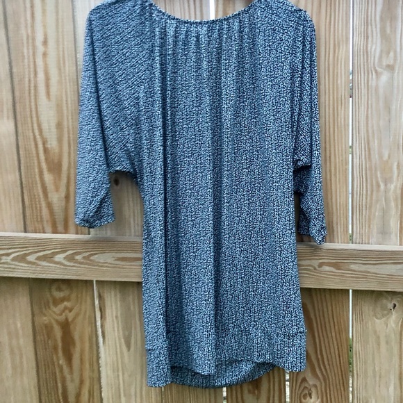 NY & CO Top Blouse black & white business casual comfy size Large Stretch - Picture 4 of 7